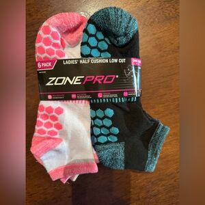 Zone Pro Ladies' Half Cushion Low Cut Socks - Pink, White, and Black